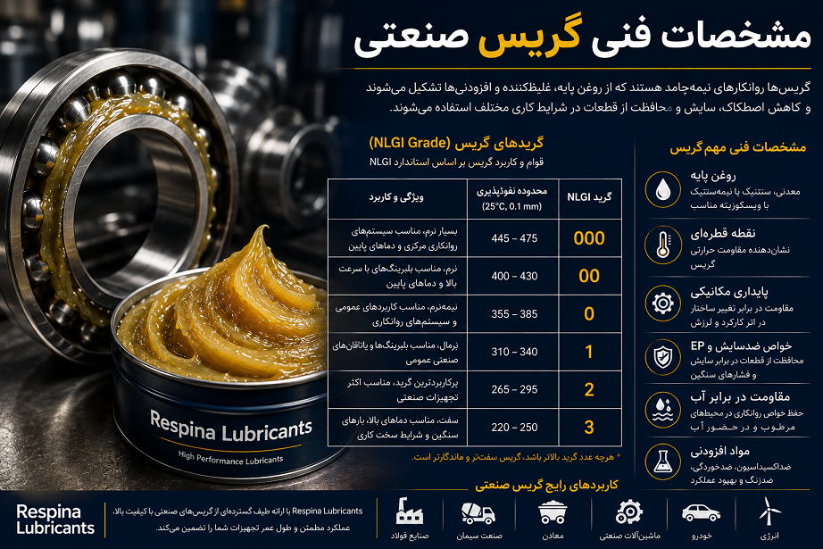 مشخصات فنی گریس صنعتی
