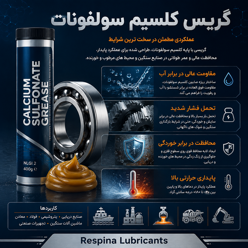 همه چیز درباره گریس کلسیم سولفونات و عملکرد آن در شرایط سخت