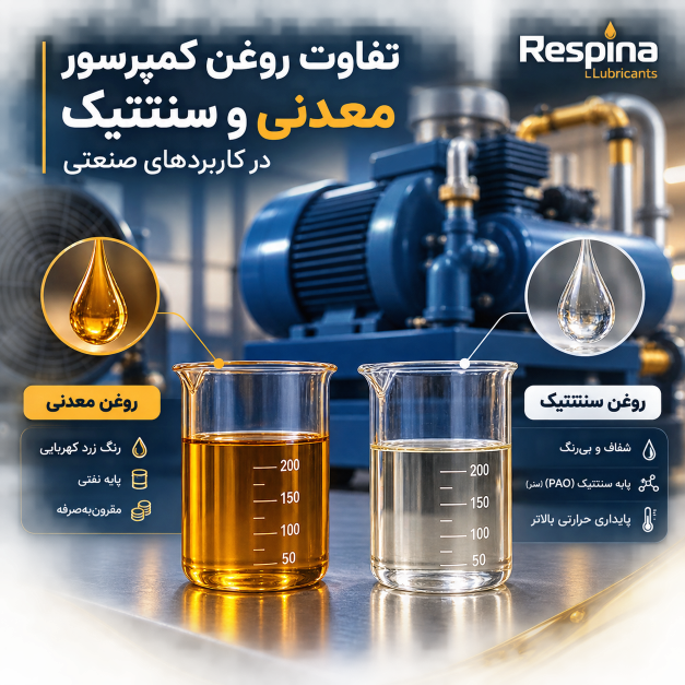 تفاوت روغن کمپرسور معدنی، سنتتیک و نیمه‌سنتتیک در کاربردهای صنعتی